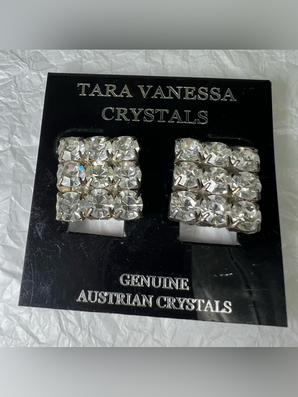 Tara Vanessa genuine Austrian crystals clip on earrings